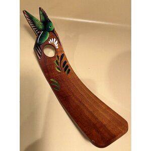Wine Bottle Holder Balancing Handcrafted Painted Wood Hummingbird Flower